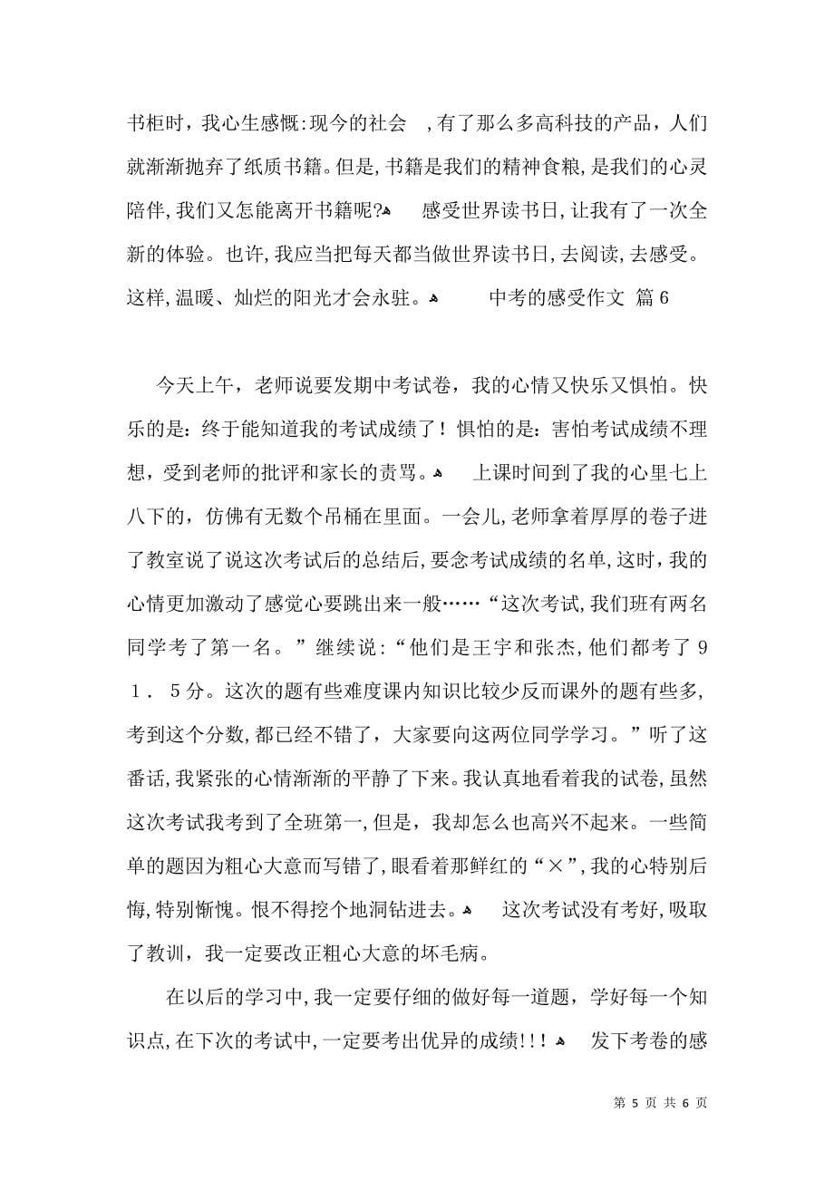 关于中考的感受作文汇编七篇_第5页