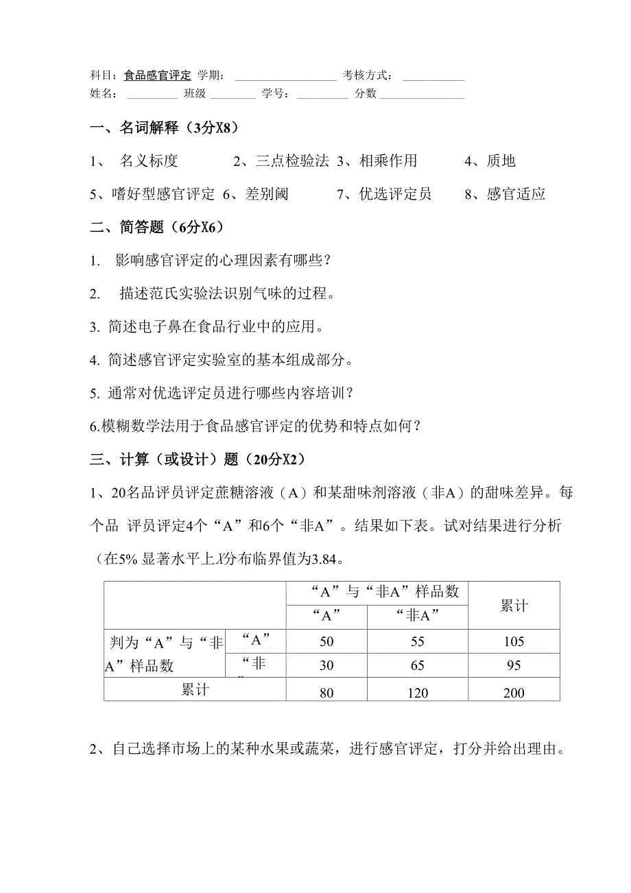 食品感官评定试题_第1页