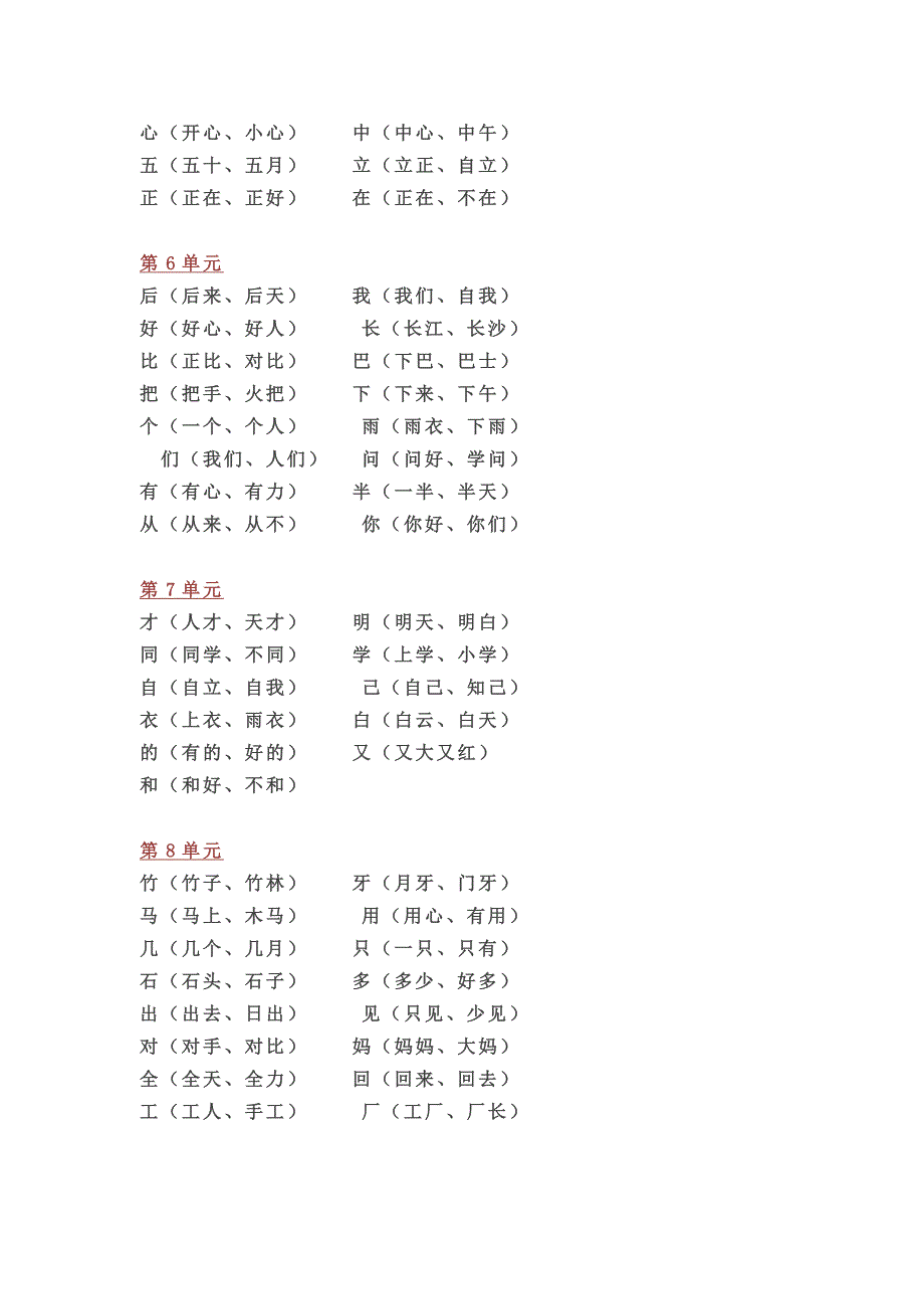 部编版一年级语文上册全部知识点汇总_第4页