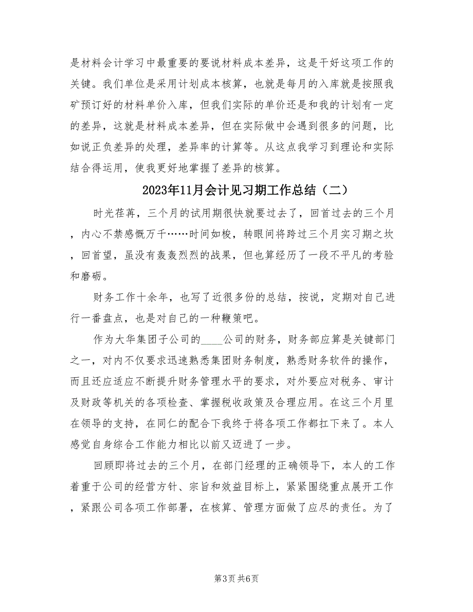 2023年11月会计见习期工作总结（2篇）.doc_第3页