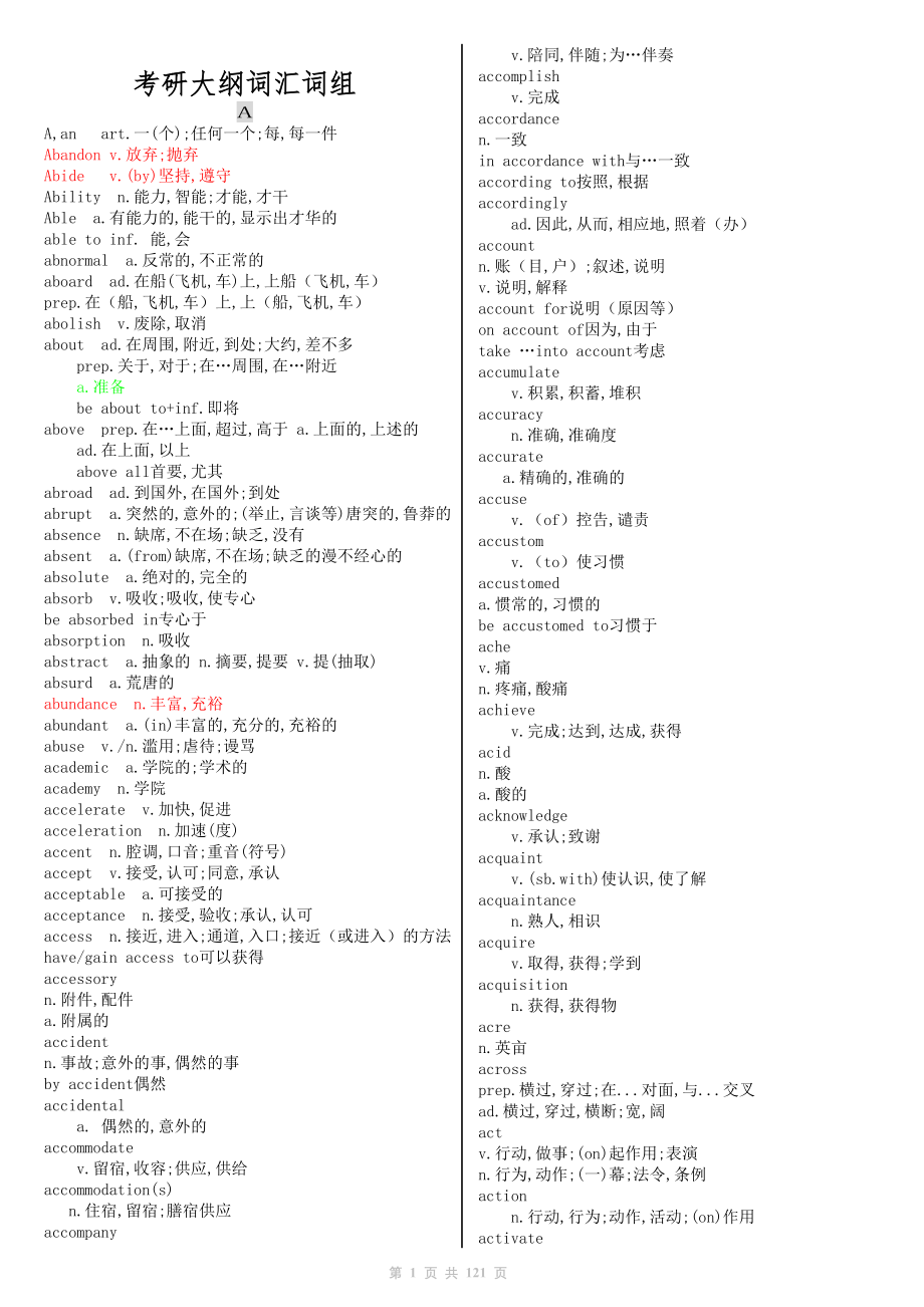 考研大纲词汇词组_第1页