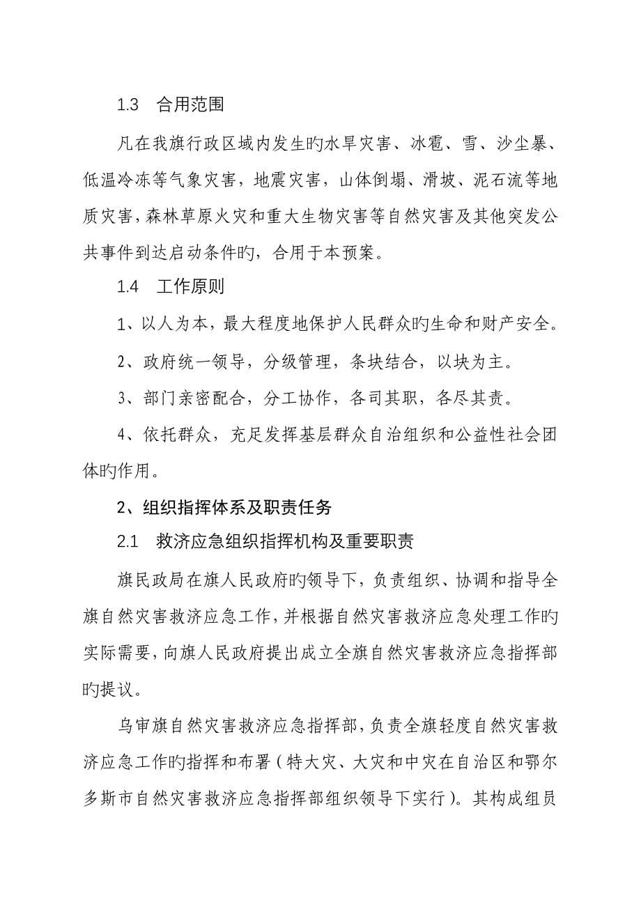 2023年乌审旗救灾应急预案.docx_第5页