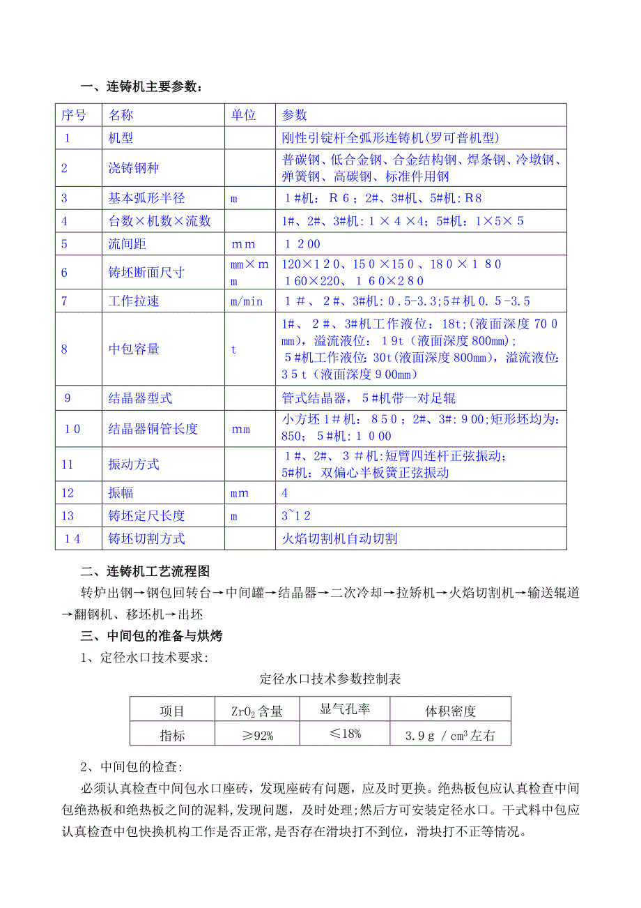 方坯连铸机工艺技术操作规程_第1页