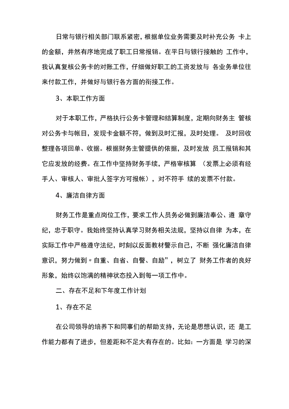 财务出纳年度工作总结_第2页