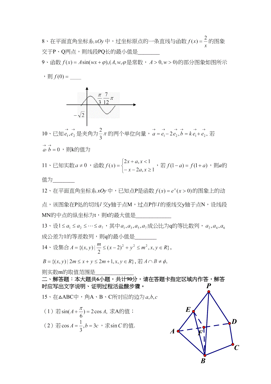 2011江苏高考数学试题及答案理科_第2页