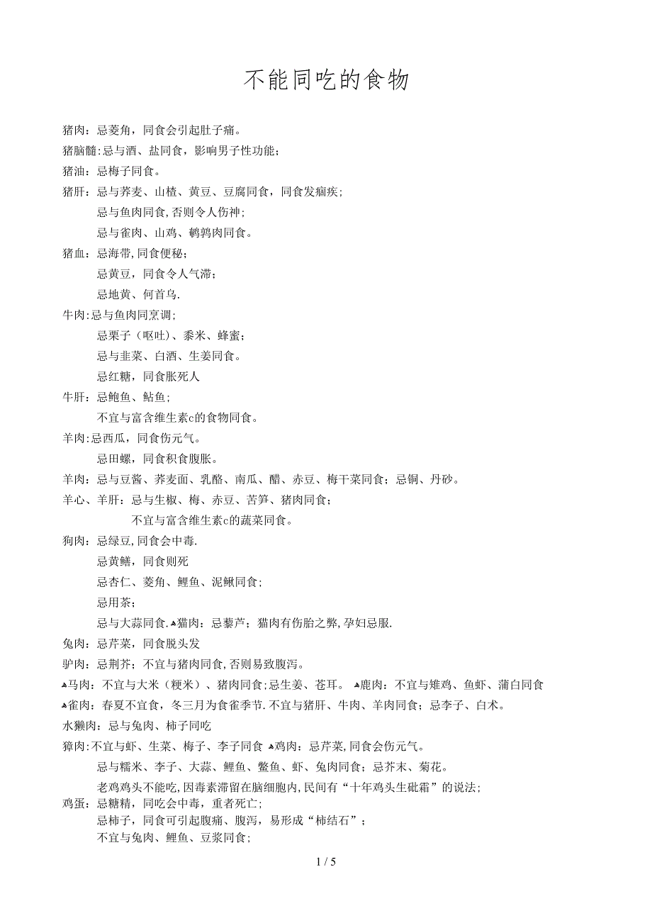 不能同吃的食物_第1页