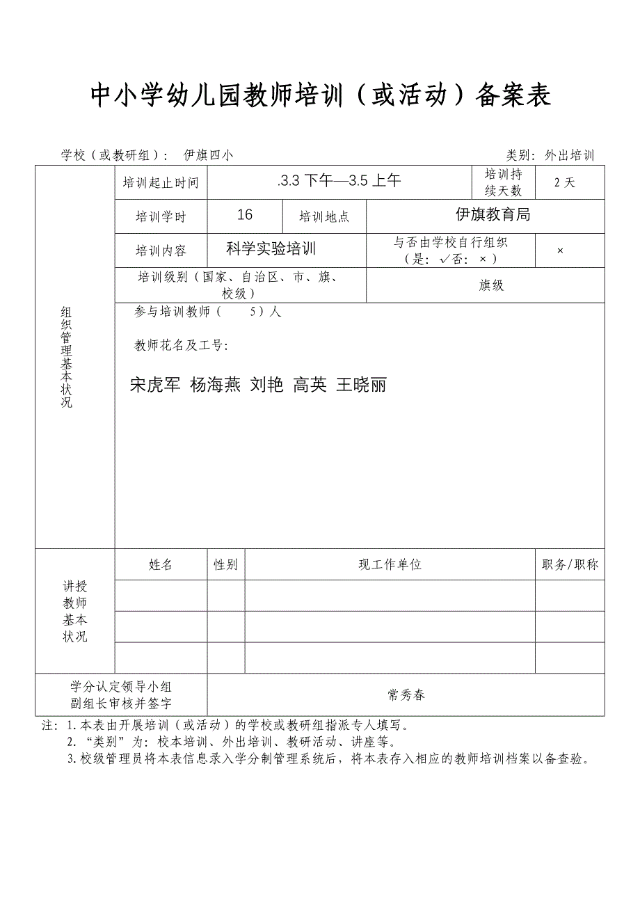 第二学期伊旗四小外出培训备案表_第3页