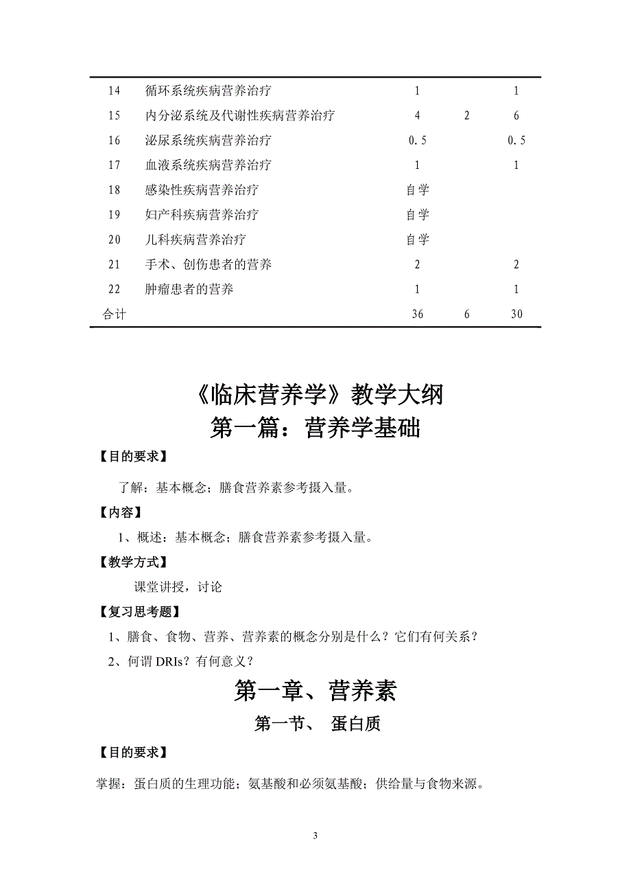 临床营养学教学大纲_第3页