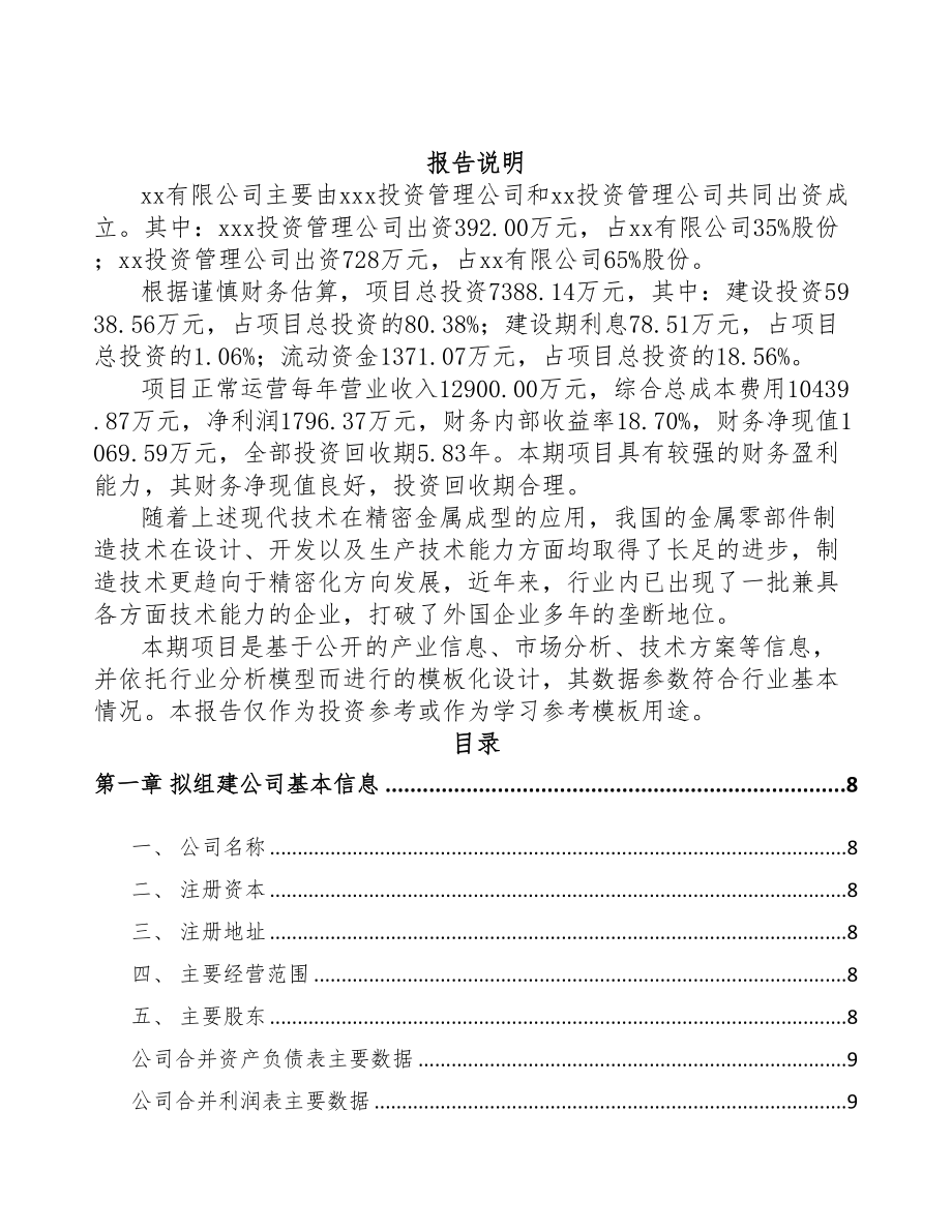 常州关于成立精密零部件公司可行性研究报告(DOC 80页)_第2页