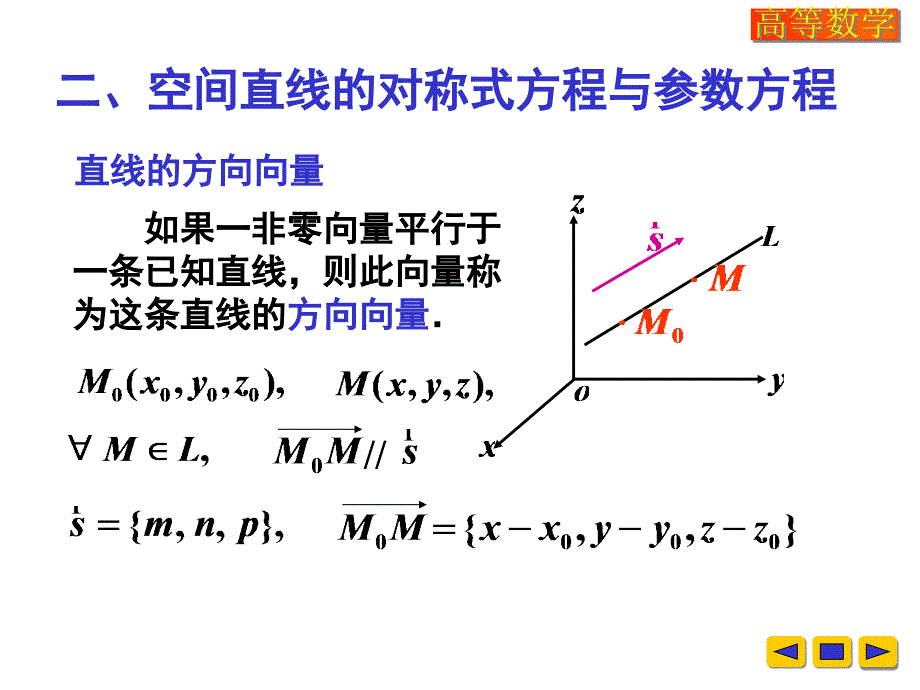 高等数学课件：v-7-8空间直线及其方程_第3页