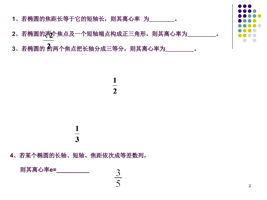 专题讲座椭圆离心率的常规求法理科ppt课件_第2页