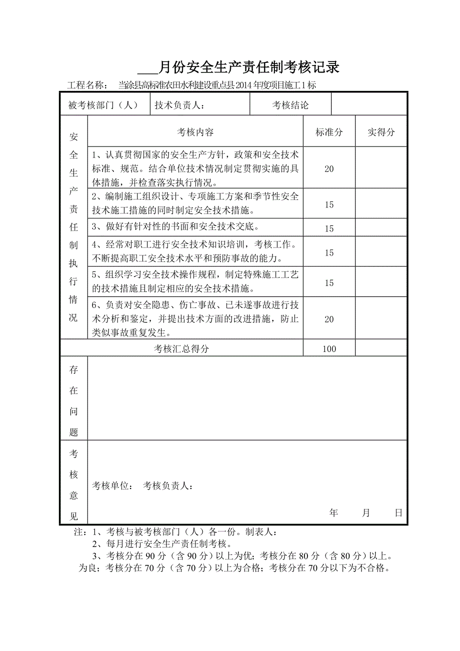 安全生产考核记录表_第2页