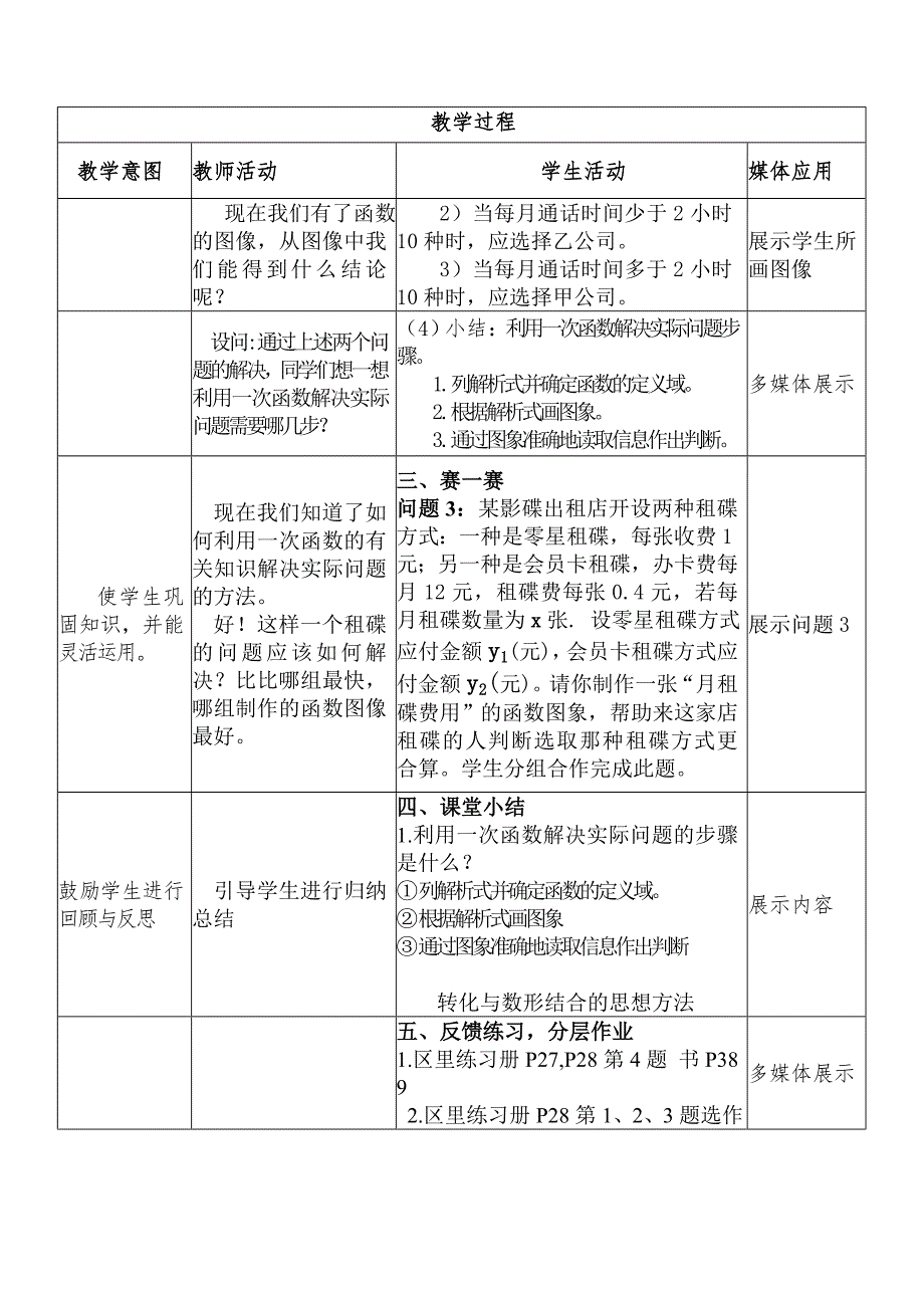 一次函数的应用教学设计_第4页