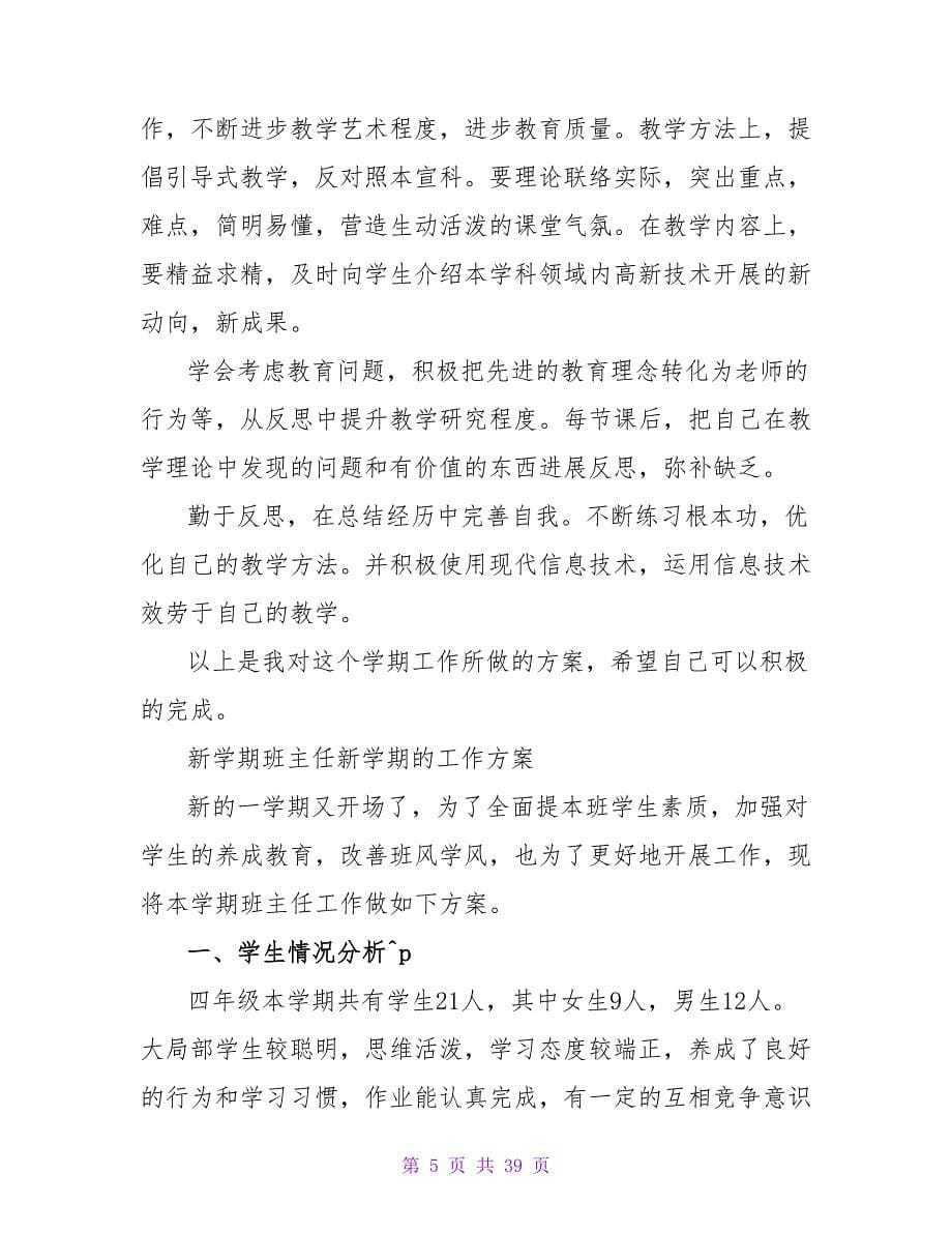 教师新学期班主任工作计划精编_第5页