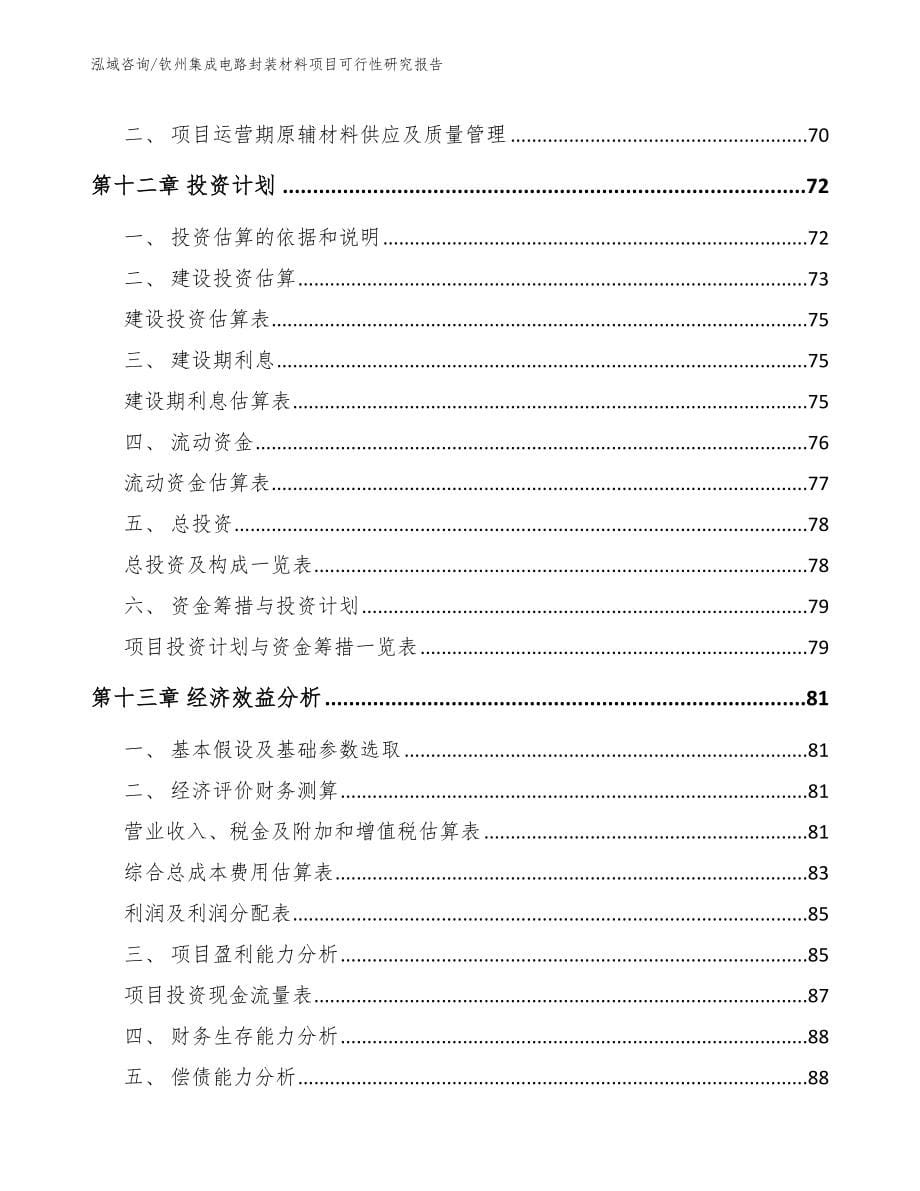 钦州集成电路封装材料项目可行性研究报告范文参考_第5页