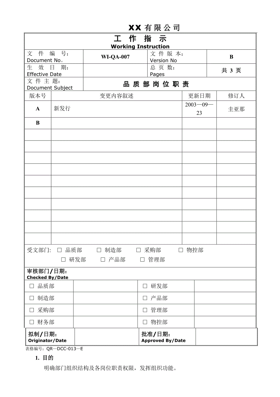 品质部岗位职责_第1页