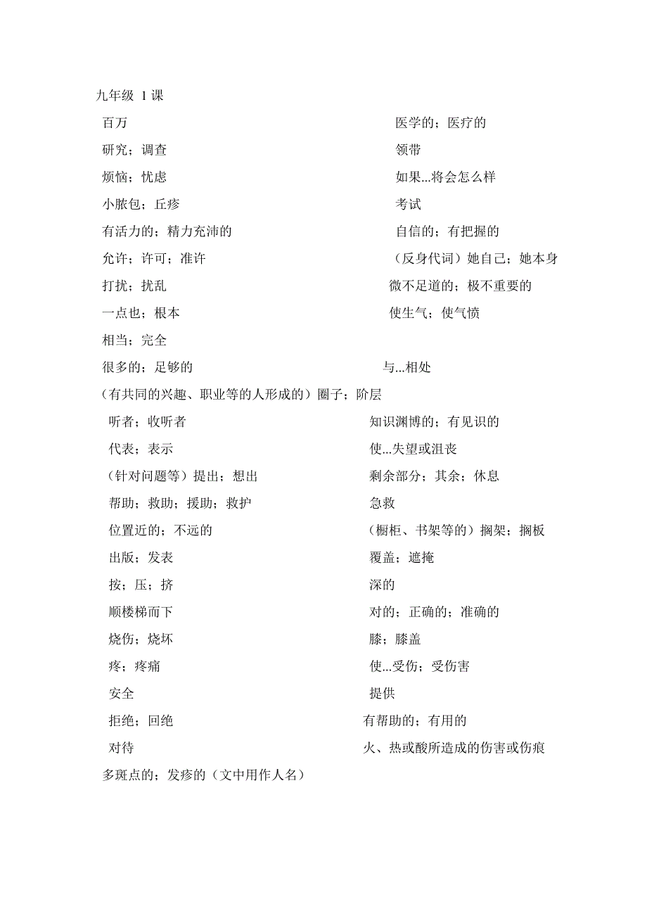 鲁教版九年级英语单词表汉语_第1页