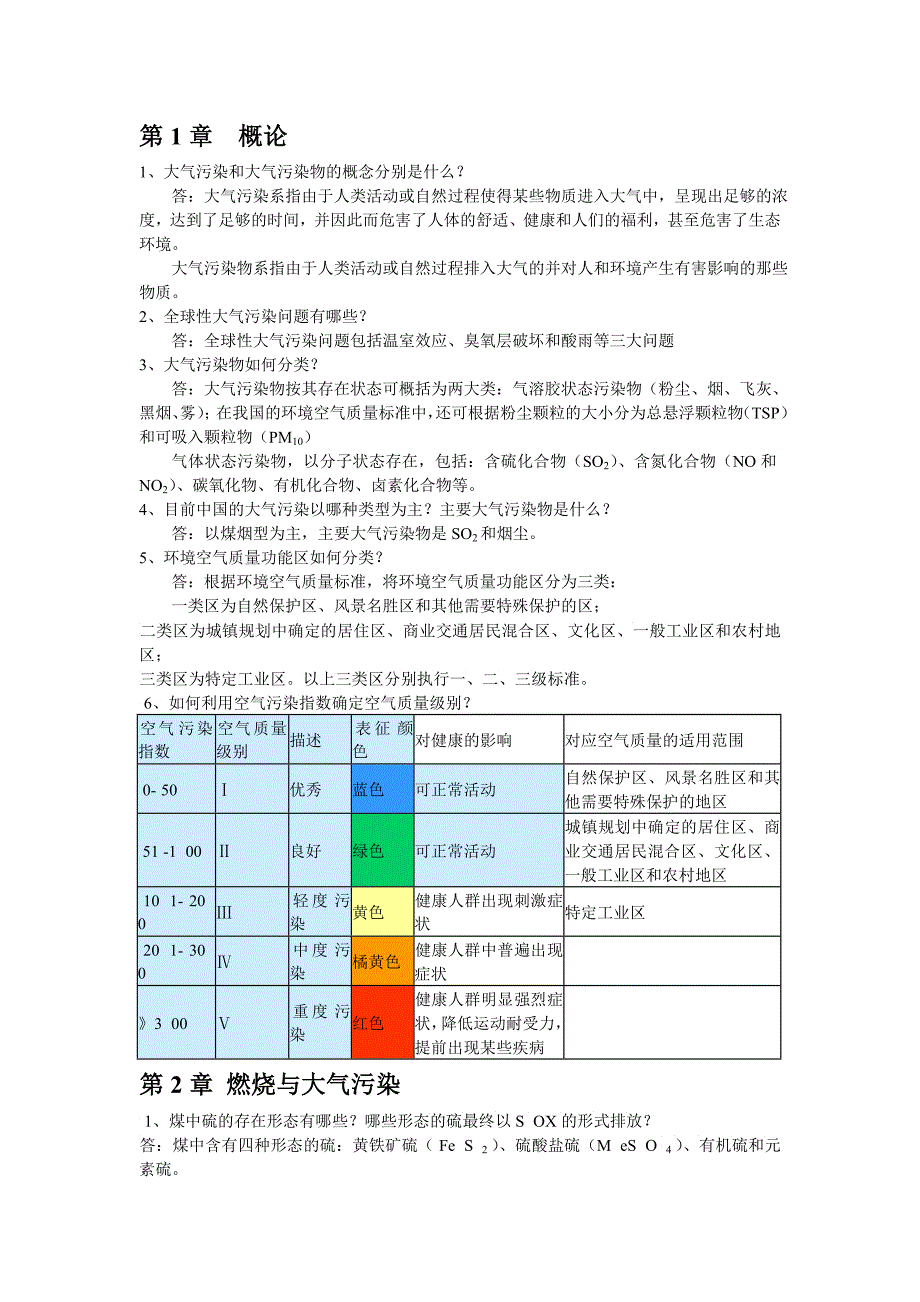 大气污染控制工程各章考试重点_第1页