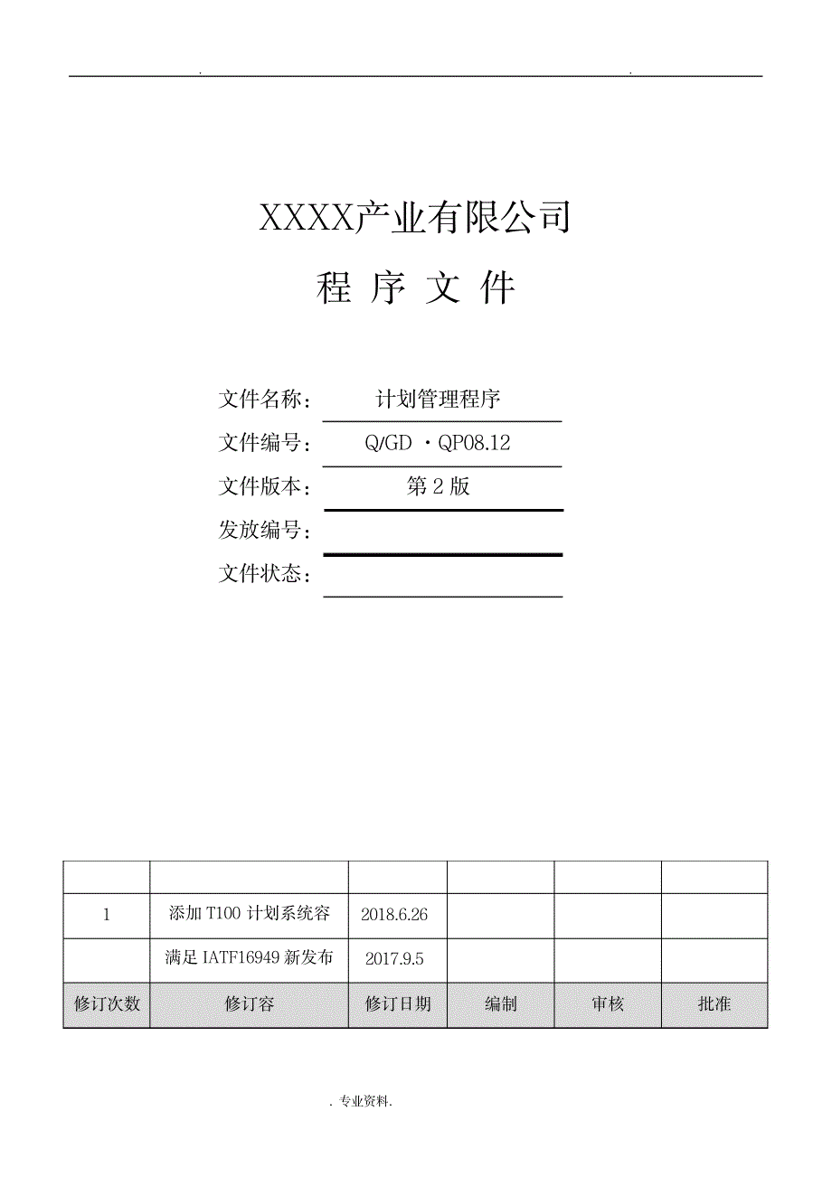 计划管理控制程序_人力资源-管理学资料_第1页