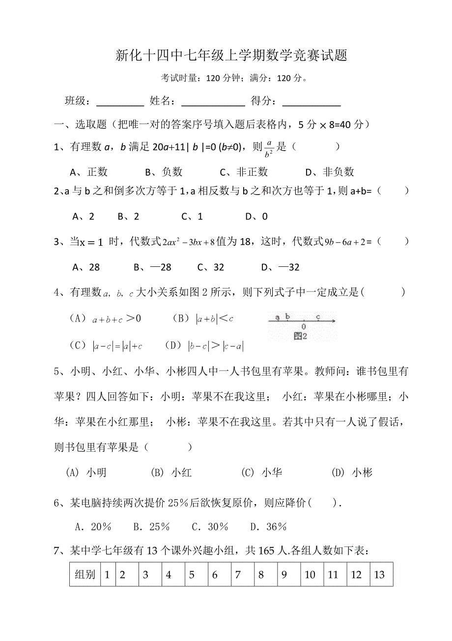 2021年七年级上学期数学竞赛试题.docx_第1页