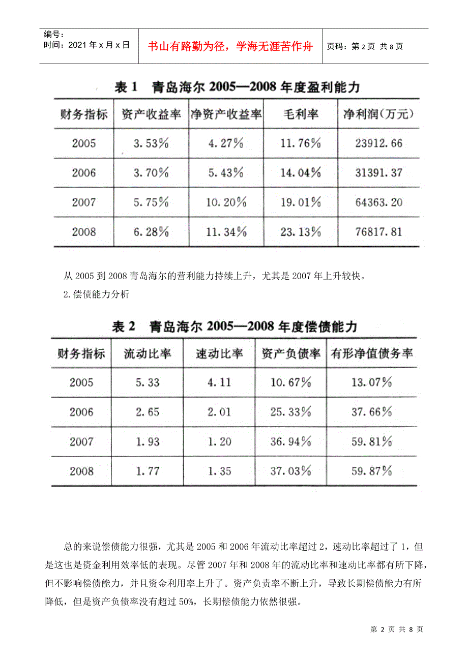 【财会税务】2296-海尔财务报表分析_第2页