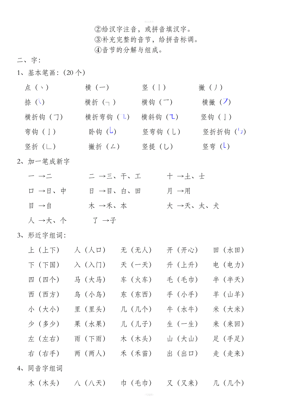 小学一年级语文全(上、下)册复习提纲.doc_第2页