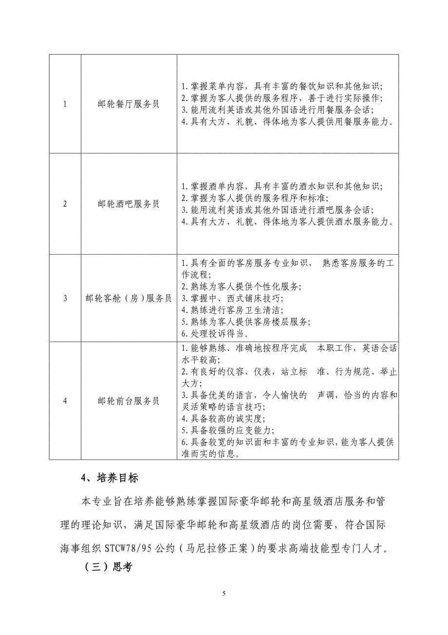 酒店管理（邮轮乘务）专业建设方案.doc_第5页