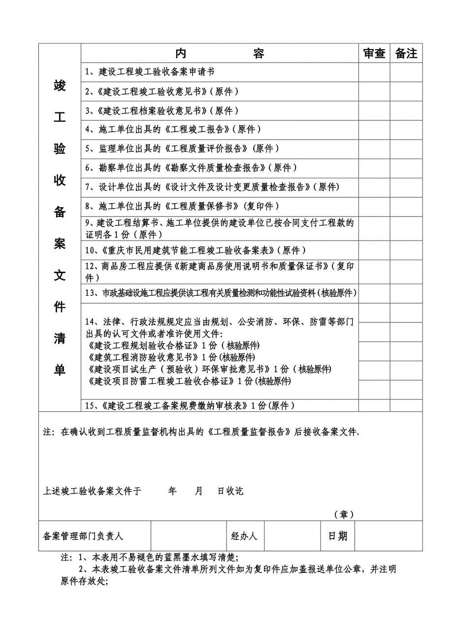 重庆市建设工程竣工验收备案申请书_第5页