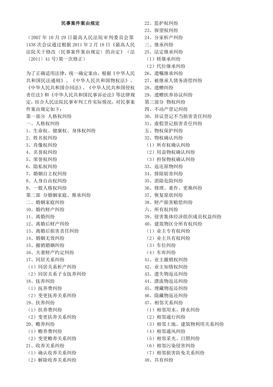 民事案件案由规定-----修订版_第1页