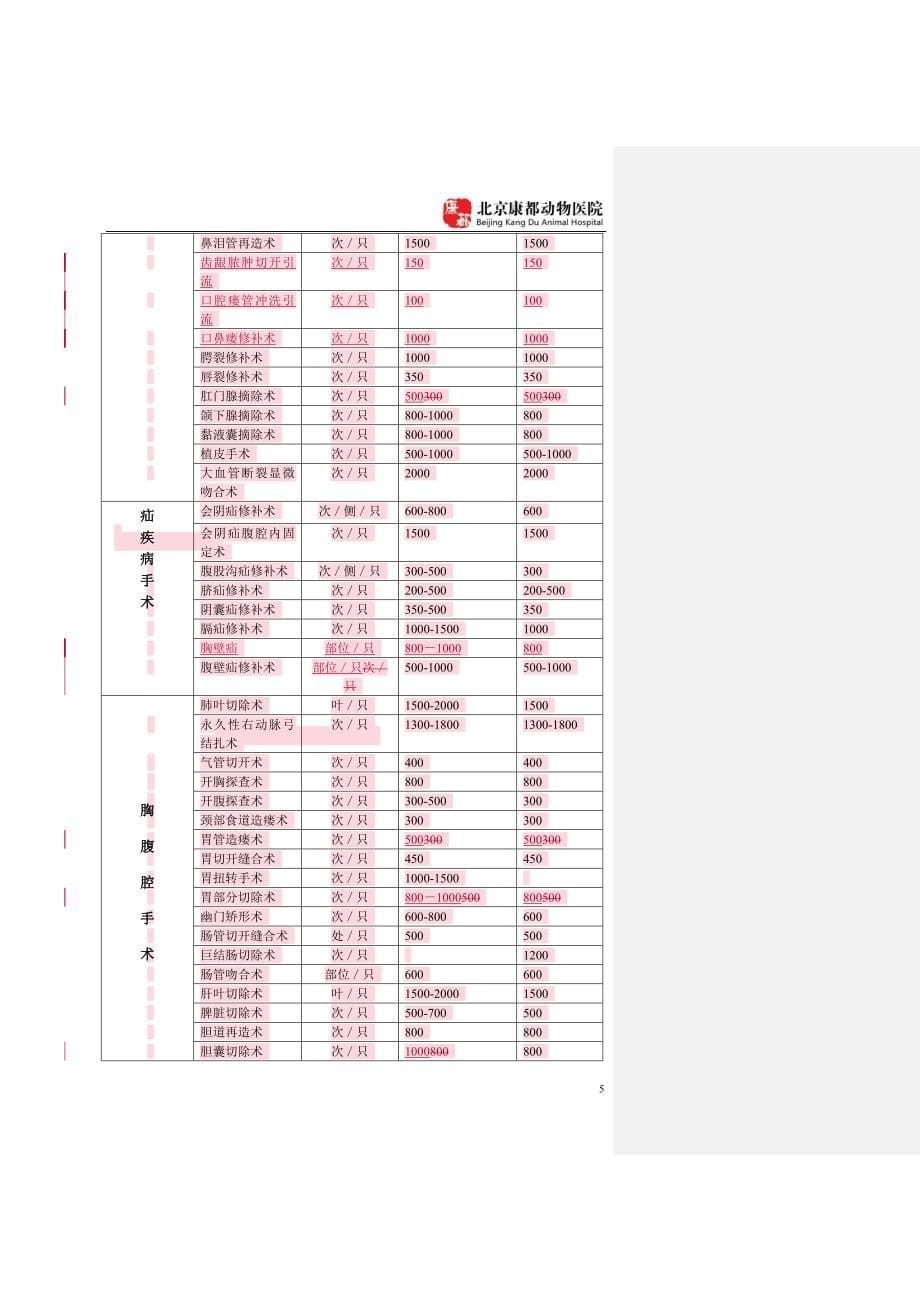 康都动物医院诊疗收费价目表.doc_第5页