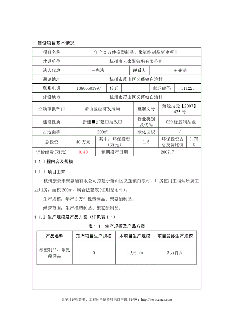 年产2万件橡塑制品、聚氨酯制品项目环境影响分析报告表.doc_第2页