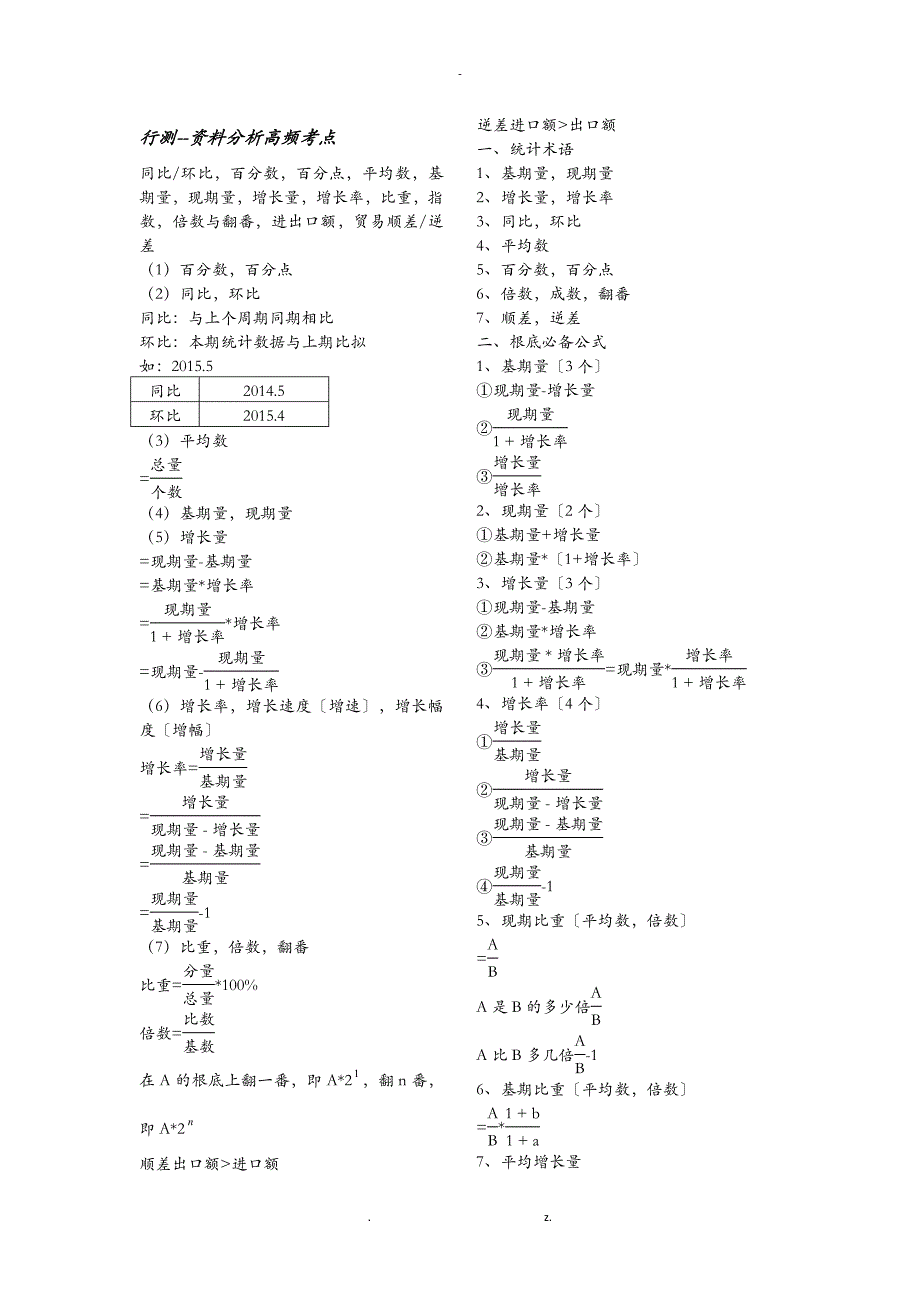 公务员行测资料分析高频考点_第1页