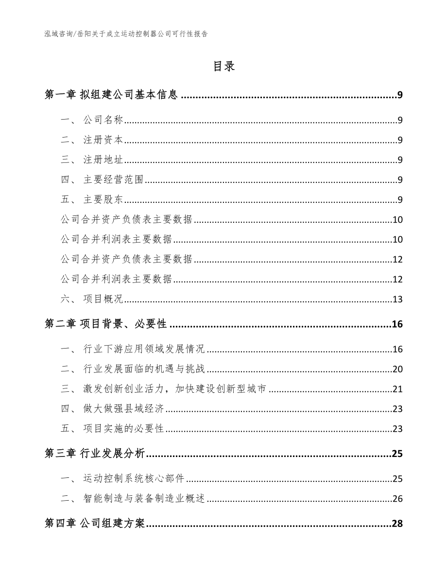 岳阳关于成立运动控制器公司可行性报告_范文参考_第2页