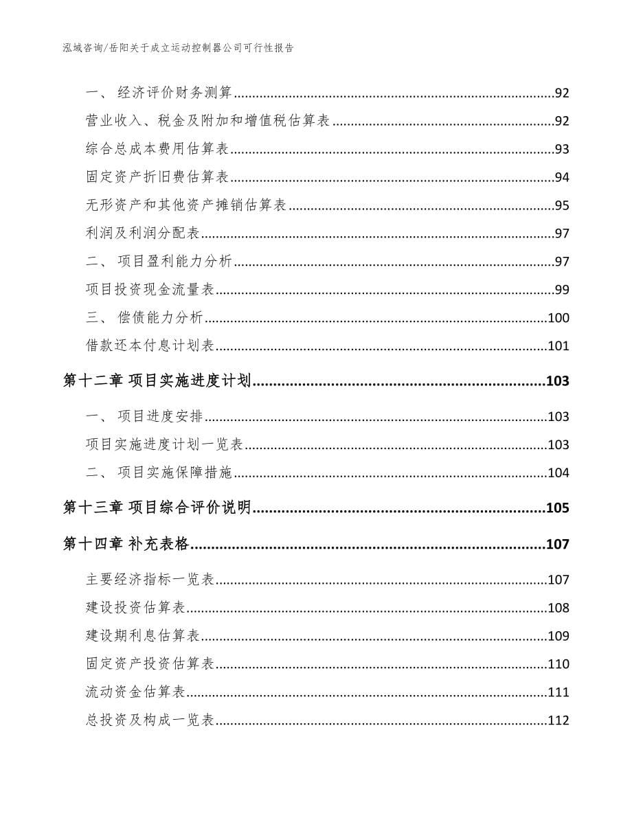 岳阳关于成立运动控制器公司可行性报告_范文参考_第5页