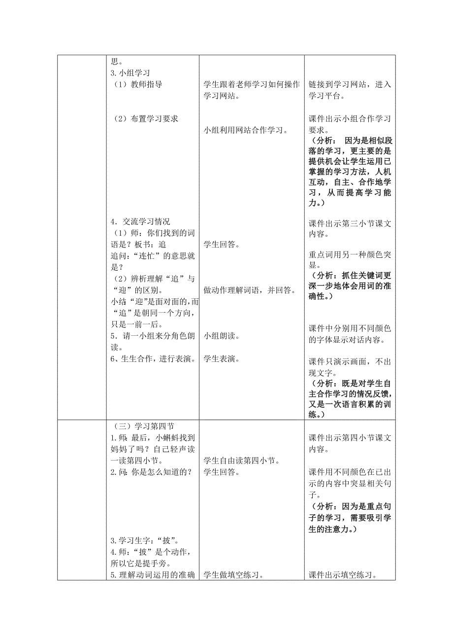 2021-2022年沪教版语文一年级下册《24.小蝌蚪找妈妈》优秀信息化教学设计案例_第5页