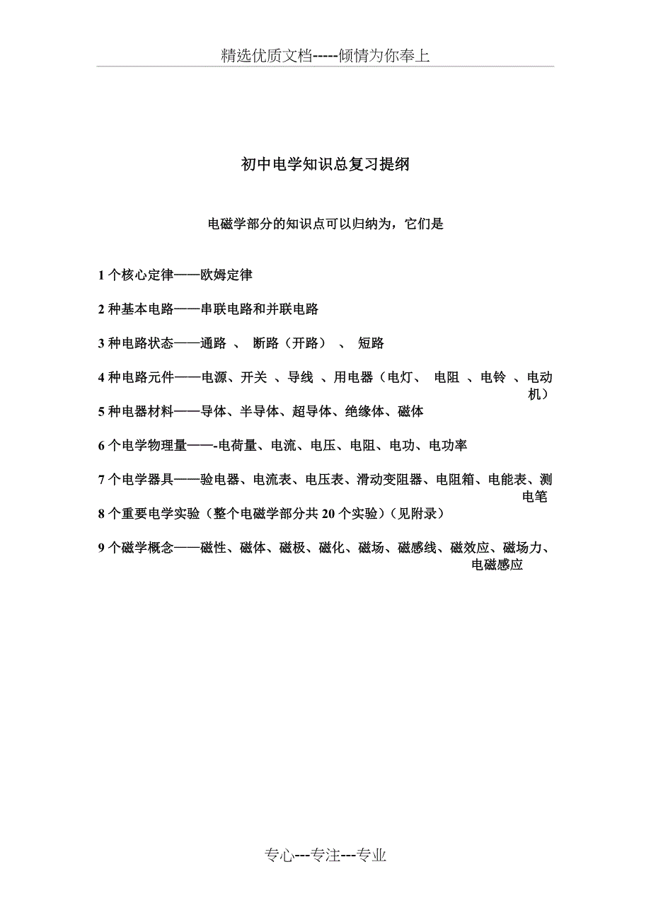 初中物理电学知识总复习提纲共16页_第1页