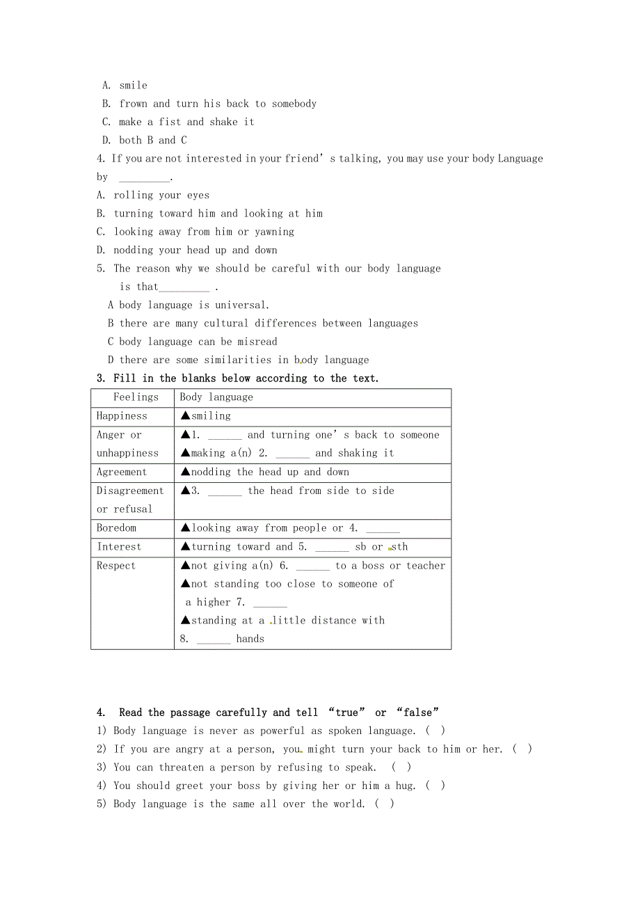 江西省高中英语Unit4 Body Language UsingLanguage阅读导学案人教版必修4_第2页