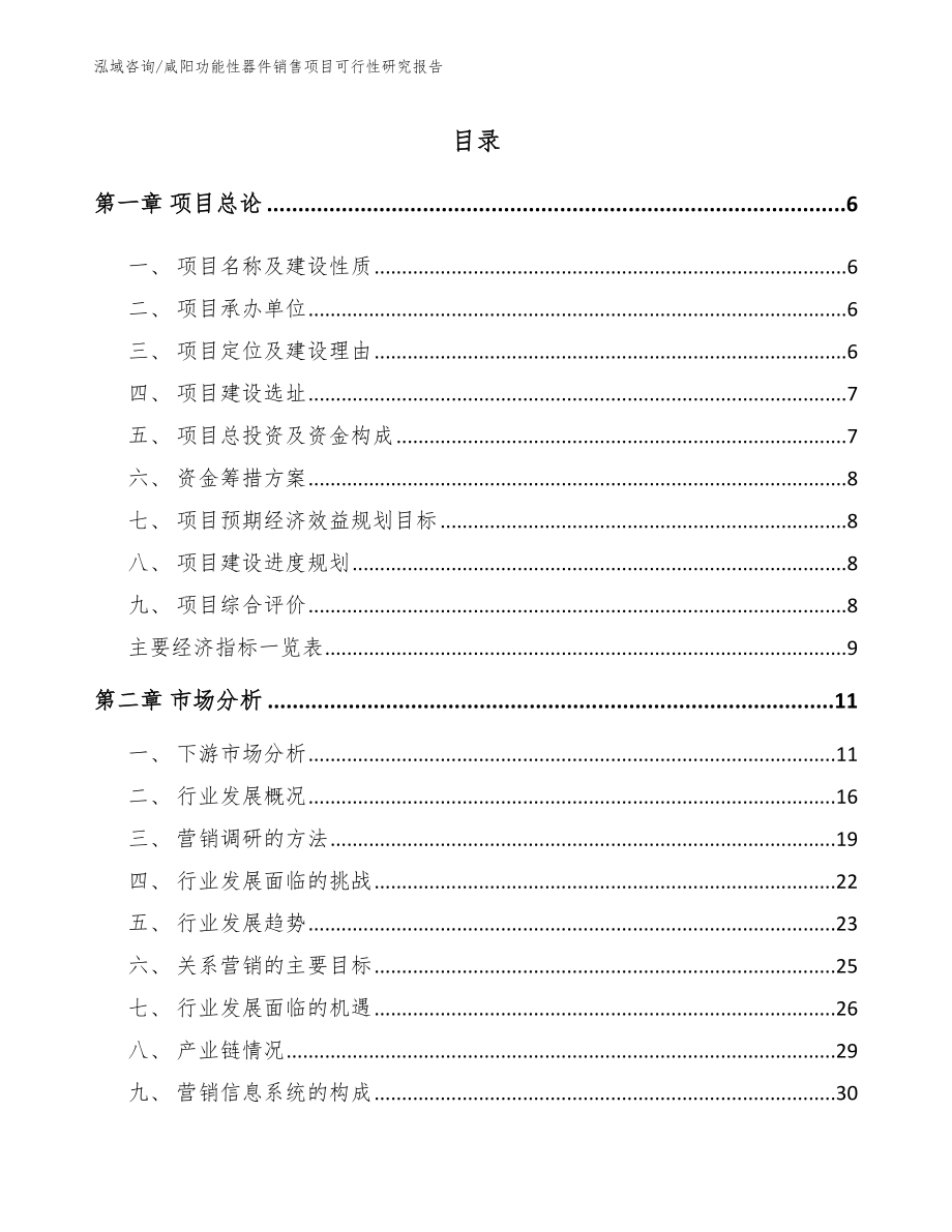 咸阳功能性器件销售项目可行性研究报告（模板范文）_第1页