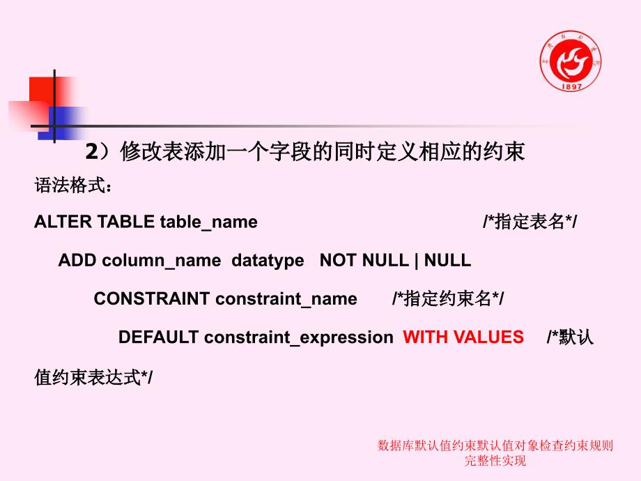 数据库默认值约束默认值对象检查约束规则完整性实现课件_第4页