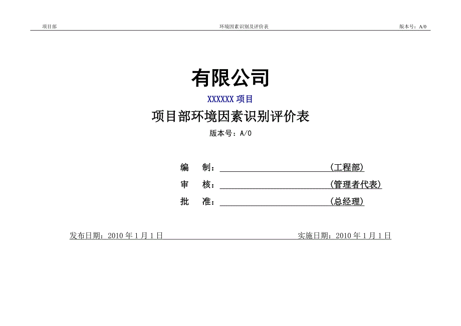 机电安装项目部环境因素调查评价清单_第1页