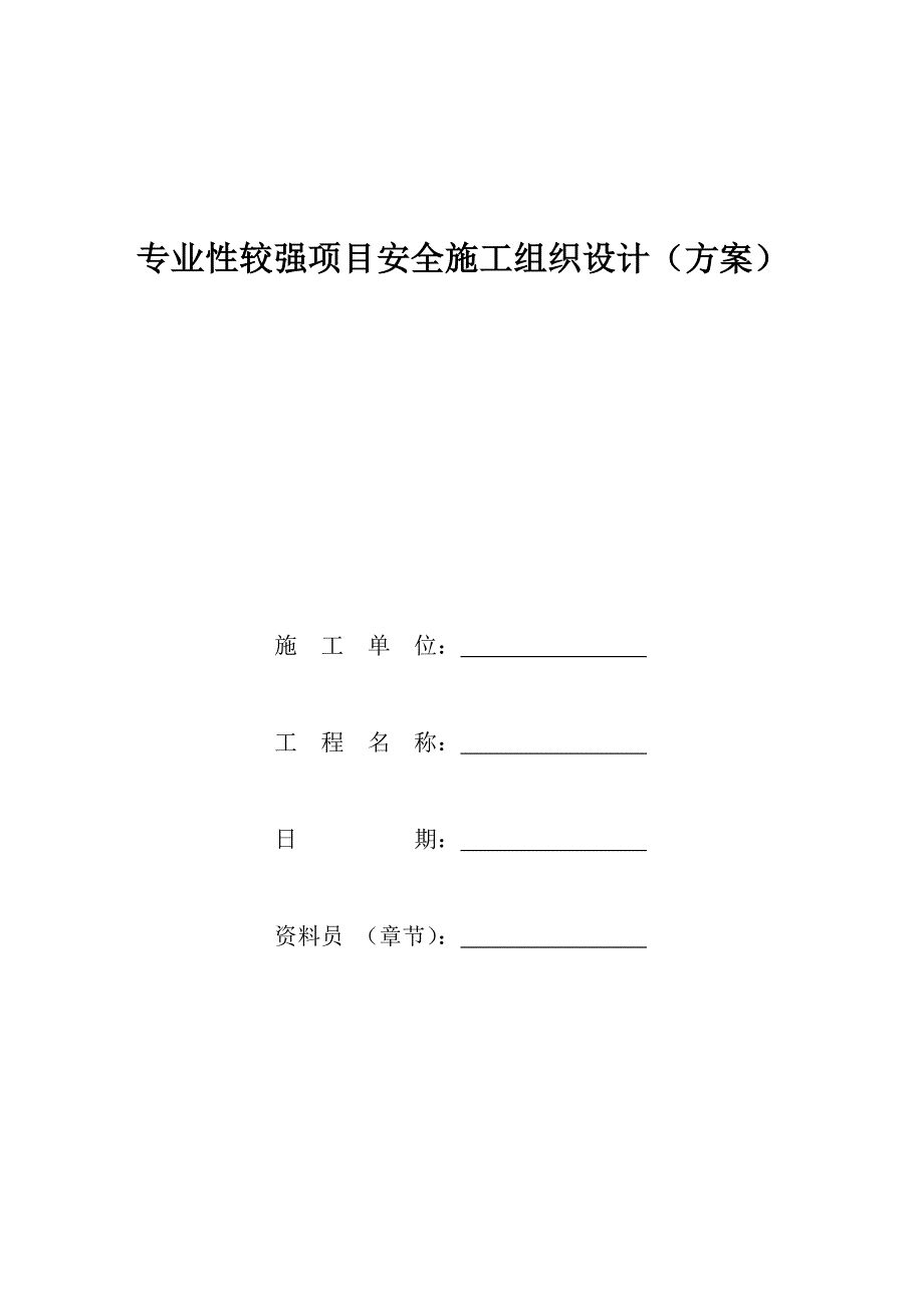 新（精选施工方案大全）专业性较强项目安全施工组织设计方案范本_第1页