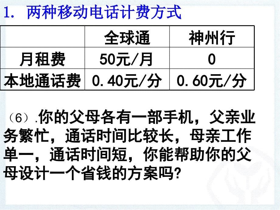 344实际问题与一元一次方程(电话费计费问题)_第5页