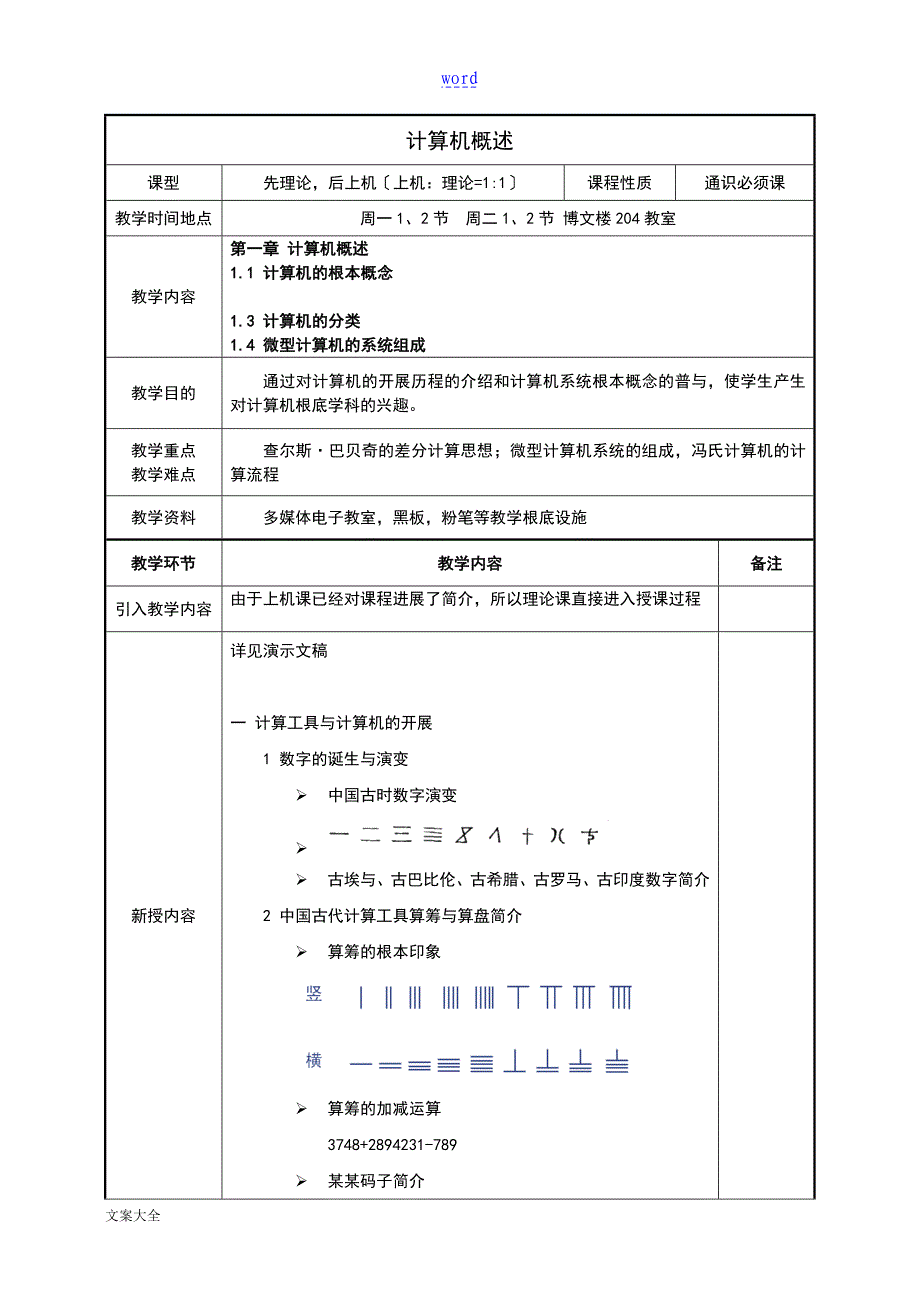 大学计算机基础教案设计_第2页