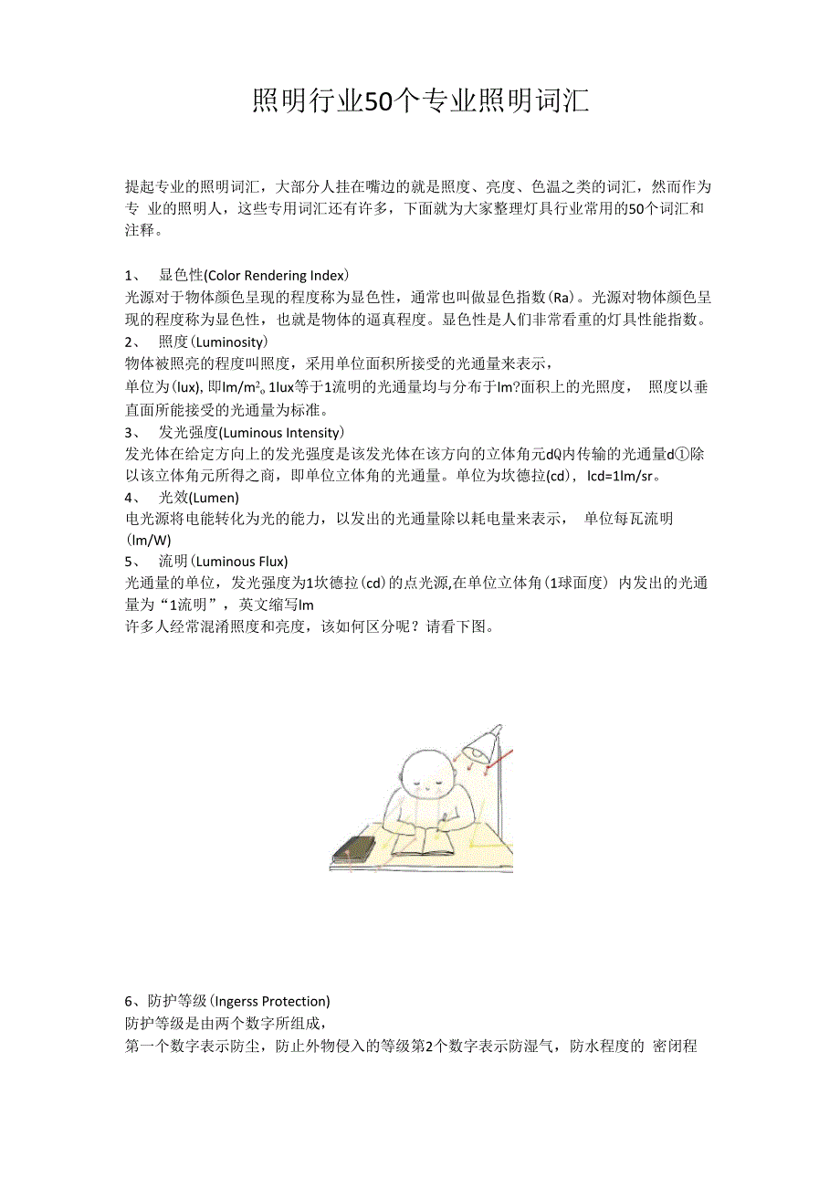 照明行业50个专业照明词汇_第1页
