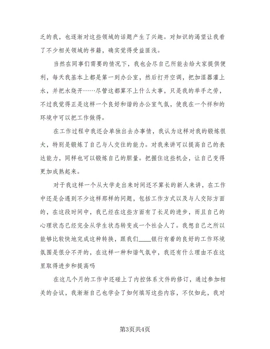 2023银行员工优秀实习工作总结范文（二篇）.doc_第3页