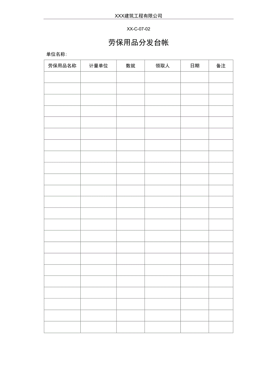 劳保用品分发台帐_第1页