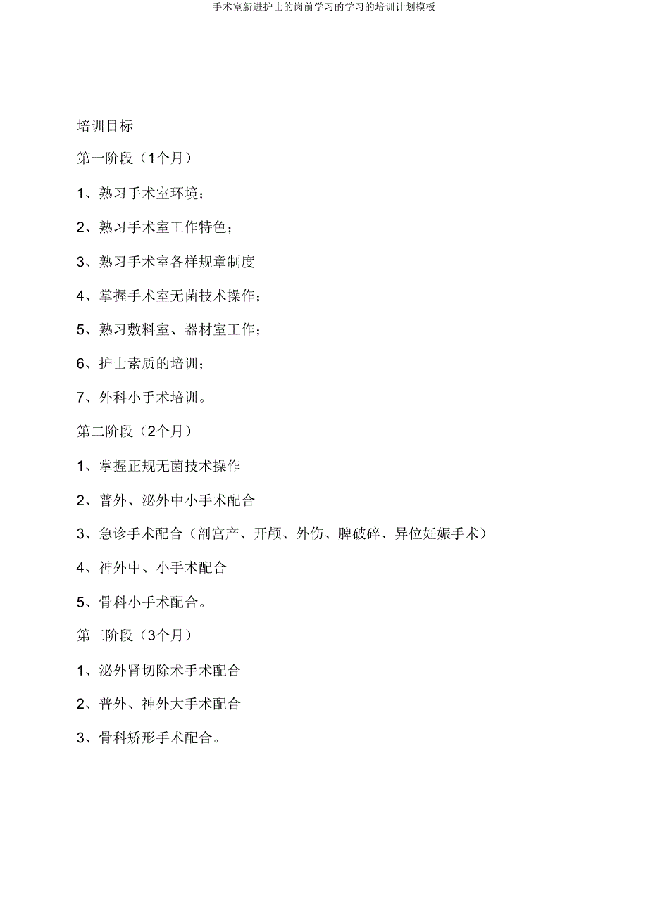 手术室新进护士岗前学习学习培训计划模板.doc_第2页