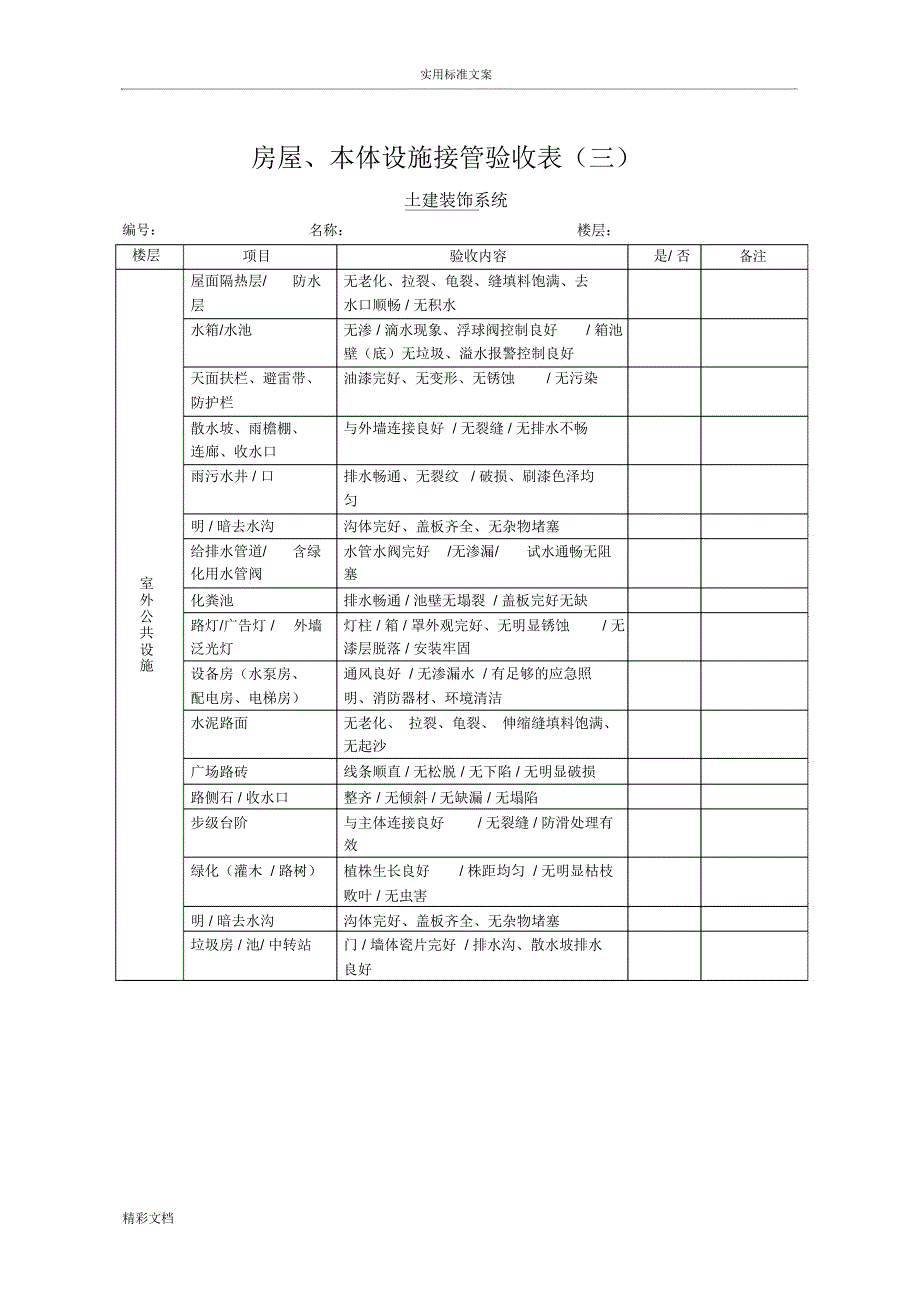 物业的承接查验表格_第3页