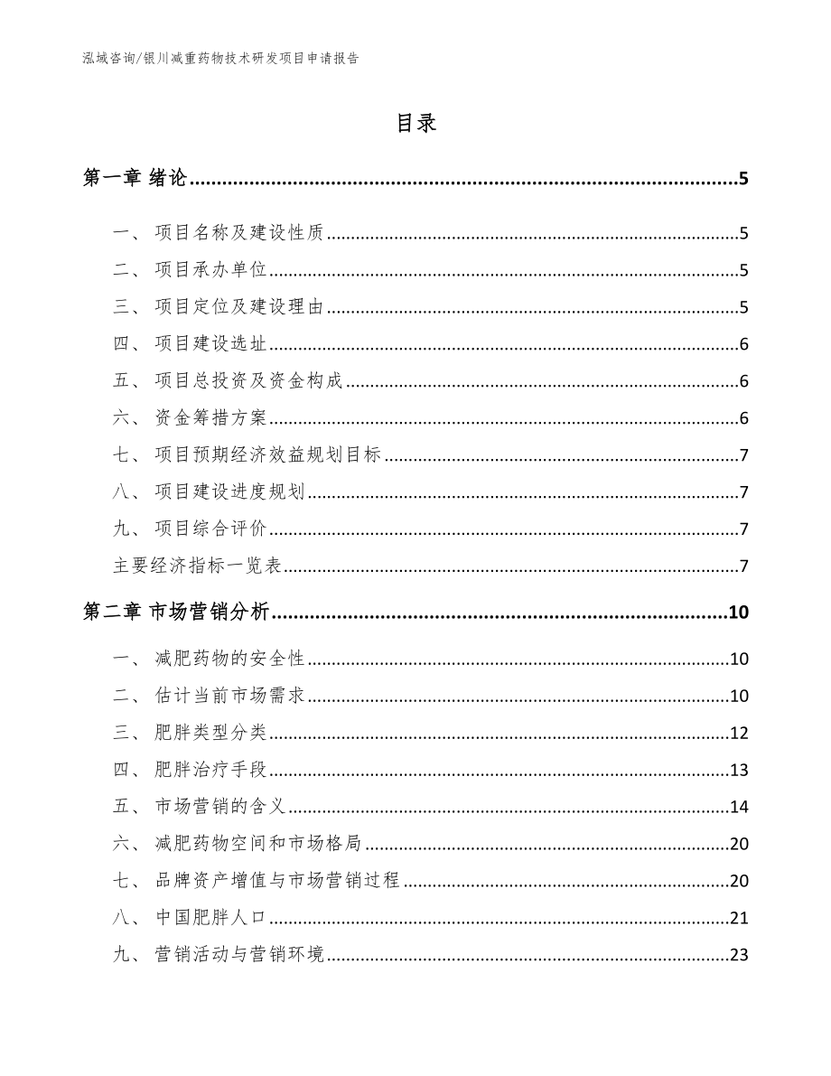 银川减重药物技术研发项目申请报告（范文）_第1页