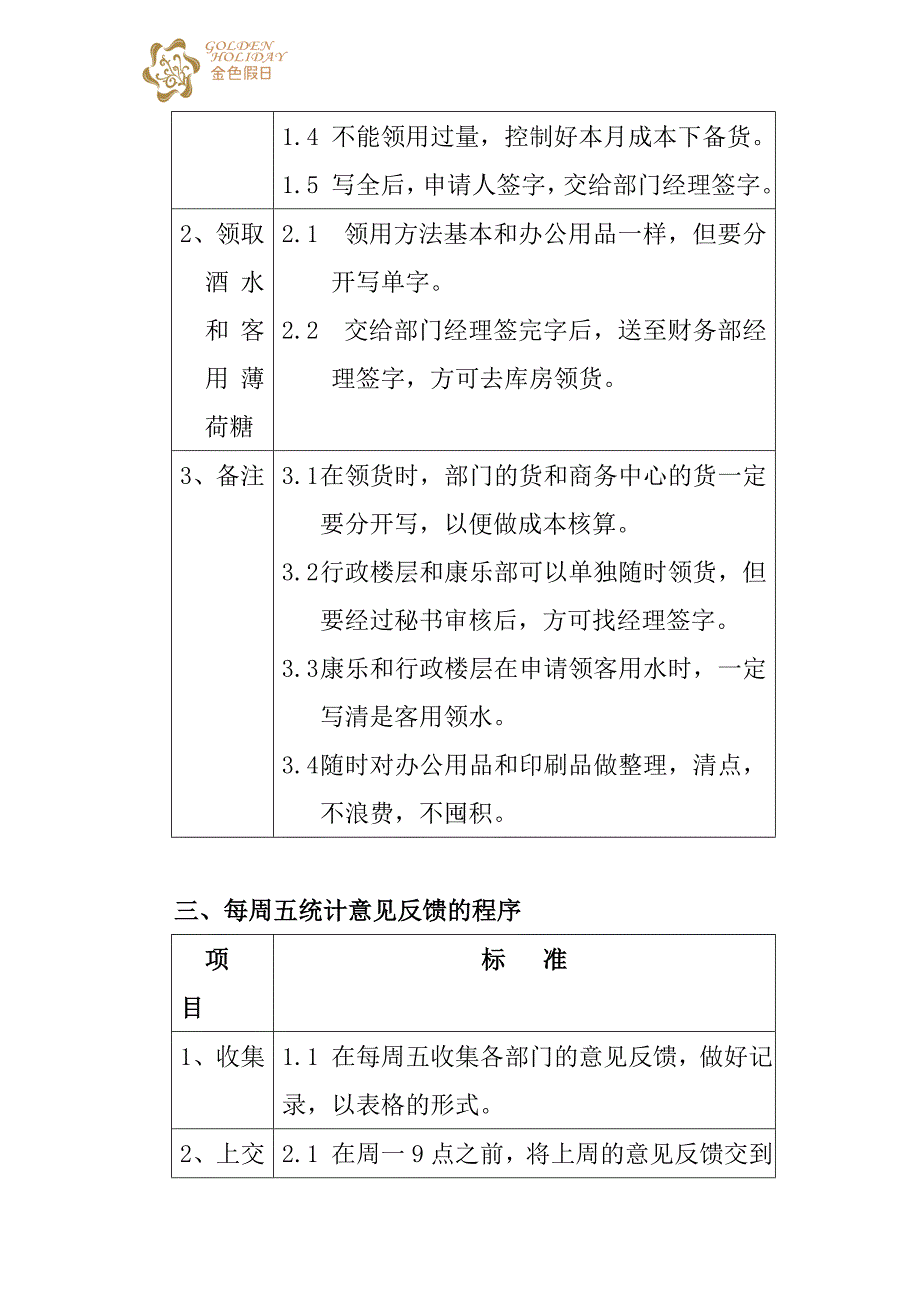 金色假日酒店前厅部秘书工作流程_第3页